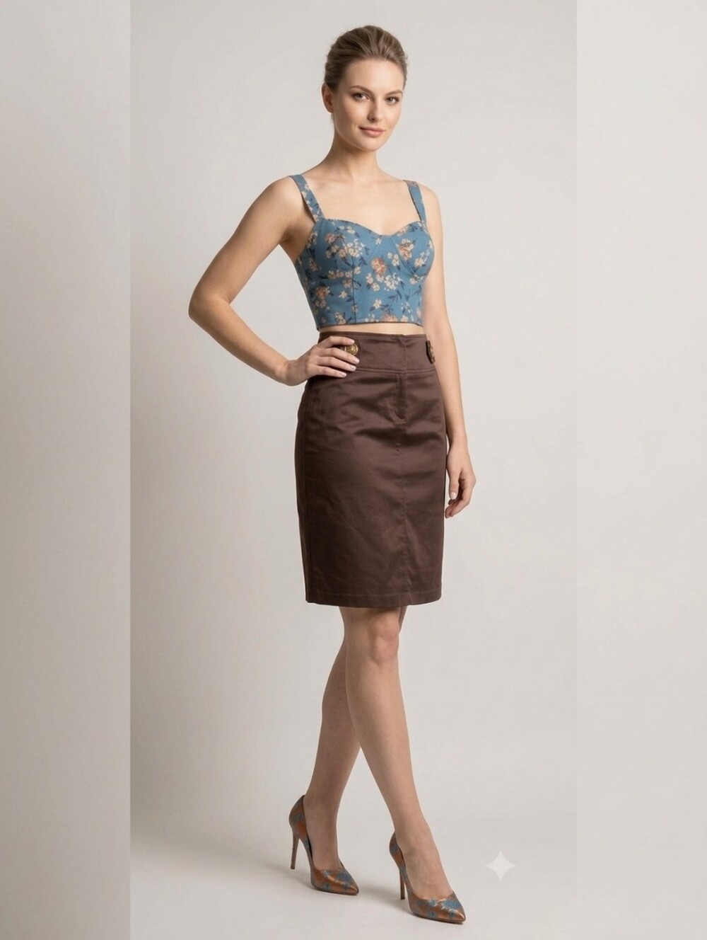 Costa Blanca Satin Higb Waisted Pencil Skirt- Size 4